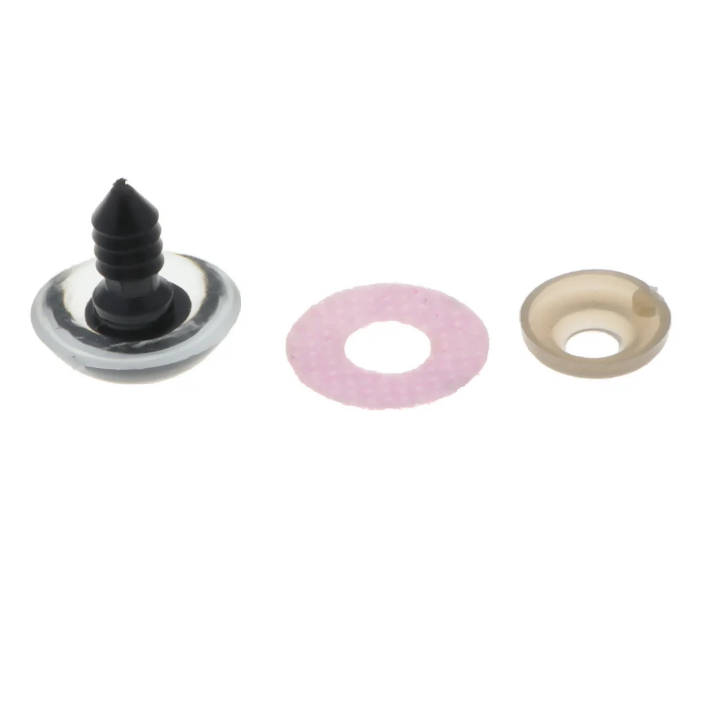 100pcs 10 Colors Plastic Round Safety Eyes + Glitter Nonwovens + Washers For Teddy Bear Soft Stuffed Toy DIY 16mm/18mm/20mm/24mm