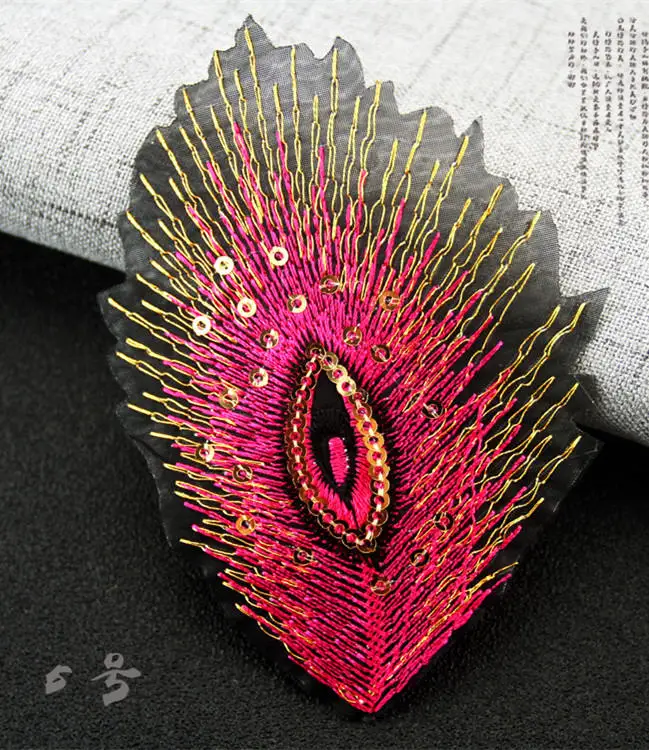 Diy ручной работы с блестками павлиньими перьями вышивка патч в китайском стиле аксессуары для одежды