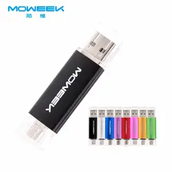 Moweek модные Цвет OTG USB флеш-накопитель 64 ГБ металла Pendrive 4 ГБ 8 ГБ 16 г накопитель 32 г USB Memory Stick U диска для подарка