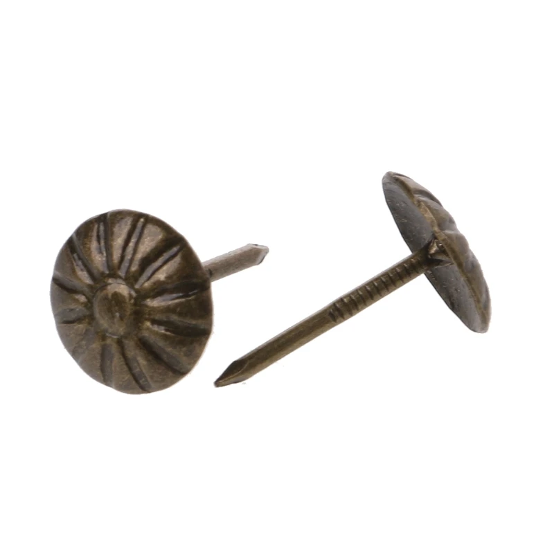 

100pcs Antique Brass Upholstery Nails Tack Stud Pushpin Doornail Hardware Decor