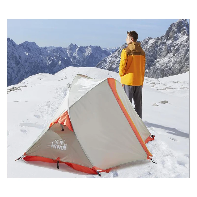1-2 person classical camping tent double layer aluminum pole tent anti typhoon four seasons Alpine coated silicone coated tent