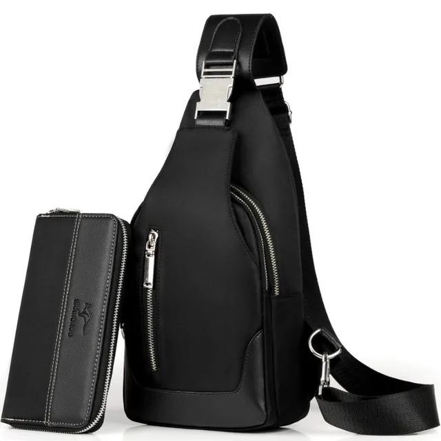 Новая роскошная брендовая мужская сумка через плечо, мужская сумка через плечо с зарядкой через usb, оксфордская сумка-мессенджер на плечо, повседневная мужская сумка-слинг - Цвет: Black set
