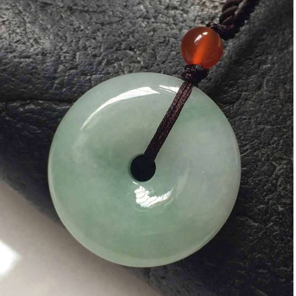 

Myanmar yu Pendant Hand Carved DropShipping Lucky Amulet Safety Button Lovers Necklace With Chain For Men Women Gift