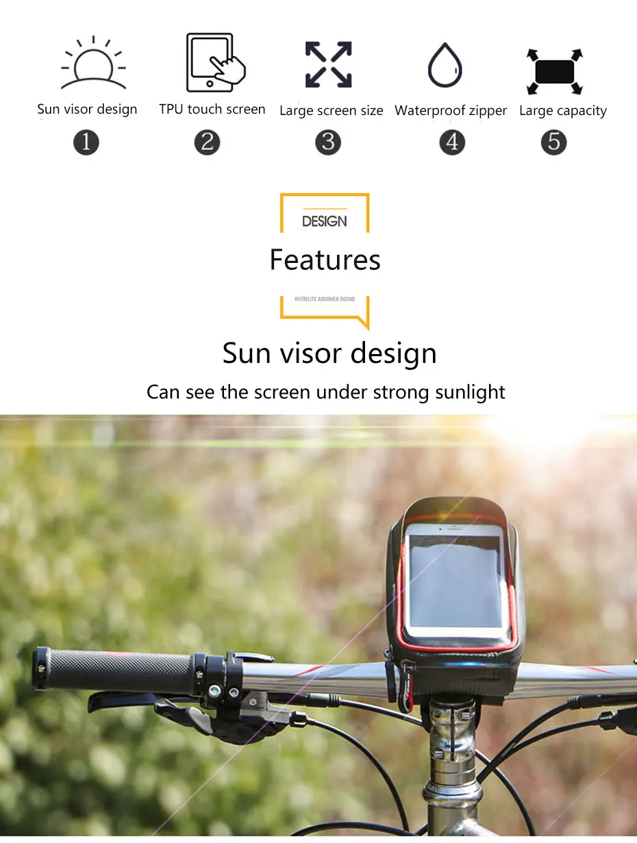 Cheap Bicycle Bag Waterproof Phone Holder Bike Bag 6 Inch Touch Screen Phone Holder Bicycle Handlebar Bags Bycicle Accessories 1