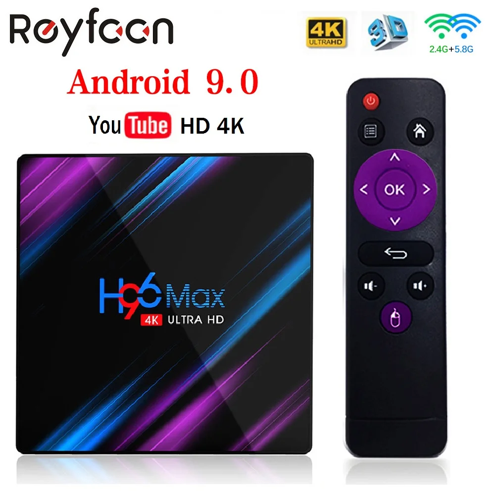  Android 9.0 TV Box H96 Max Rockchip RK3318 4GB 64GB USB3.0 1080P H.265 60fps Google Voice Assitant 
