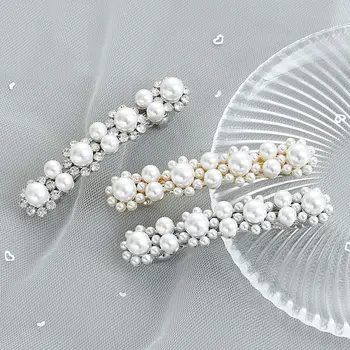 

Round Pearl Diamond Woman Girls Hair Clip New Alloy Wild Ins Net Red Bangs Beautiful Hair Clip Hair Accessories Female Korea