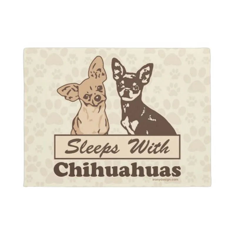 

Personalized Sleeps With Chihuahuas Door Mat Machine Washable Non Slip Mats Bathroom Carpet
