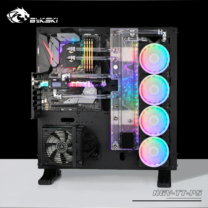 BYKSKI акриловая доска водный канал решение использовать для ThermalTake/Tt Core P5 для ЦП GPU Блок/3PIN RGB/вместо резервуара