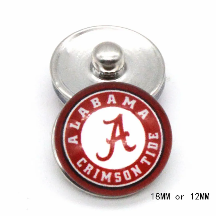 Alabama crimson tide NCAA спортивные стеклянные кнопки 18 мм 12 мм подходящие защелки браслет и браслет для женщин DIY оснастки ювелирные изделия - Окраска металла: 12MM