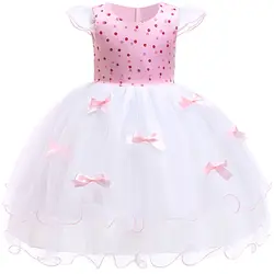 Платье принцессы для девочек с цветочным рисунком летнее платье-пачка одежда для свадьбы, дня рождения Детские платья для девочек детский
