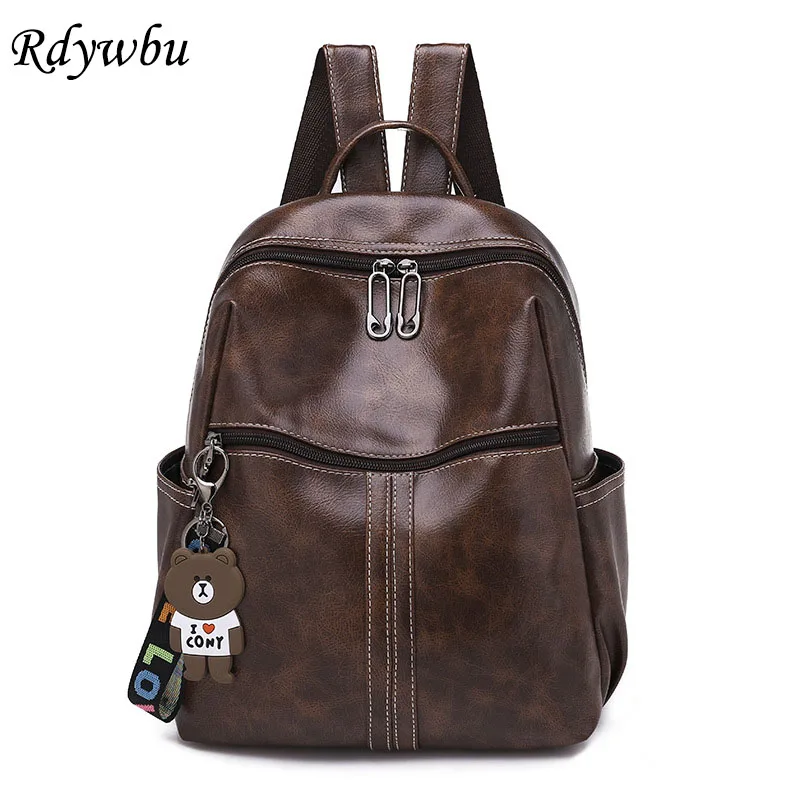 

Rdywbu Women Backpack Fashion PU Leather School Bags For Teenager Girls 2019 Casual Large Capacity Retro Travel Rucksack B241