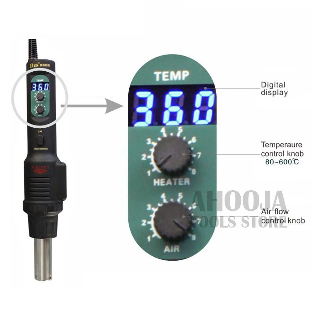 DES PortPortable постоянная температура Тепловая пушка цифровой дисплей Регулируемый горячий воздух воздуходувка паяльная станция 560 Вт 110 В/220 В