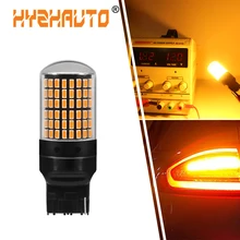 Hyzhauto 1 шт. T20 7440 W21W светодиодный лампы 3014 144smd 1156 BA15S P21w Py21W светодиодный Canbus огни для указатели поворота без вспышки 12-24V