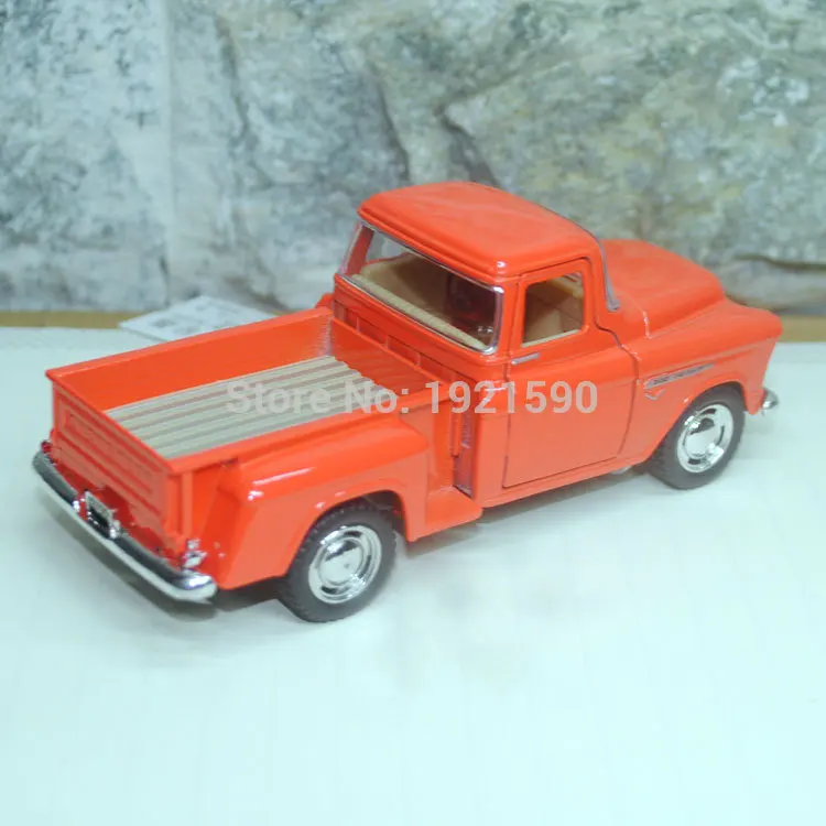 YJ KT 1/32 Scale, игрушки для автомобиля с оттягиванием, США 1955, Chevy Stepside, пикап, литая металлическая модель автомобиля, игрушка для подарка/коллекции/детей