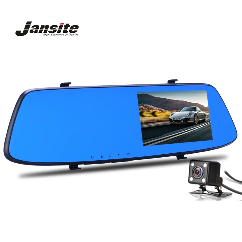 Jansite Автомобильная камера ночного видения Dvr Blue Review зеркальный цифровой