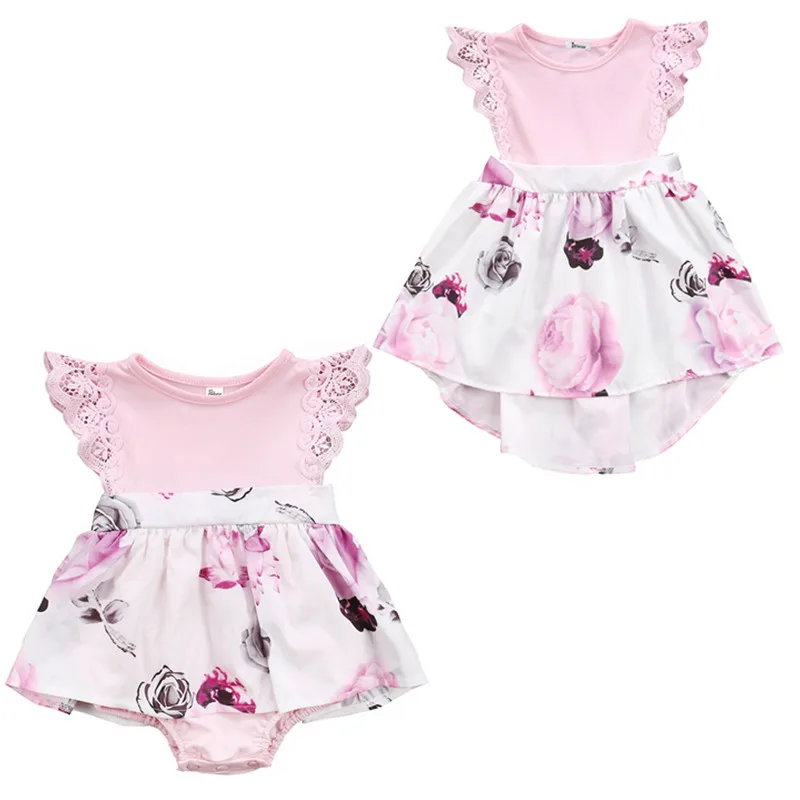 

Family Matching Outfits Cute Toddler Kids Girl Newborn Baby Sisters Lace Floral Ruffles Sunsuit Outfit Sundress Clothes