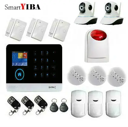 

SmartYIBA 3G GPRS Wireless Home Alarm System Kit Smoke/Fire Alarm Kits+Wireless Strobe Siren+WIFI Security Surveillance Camera