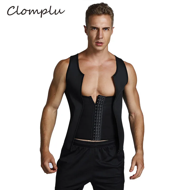 

Clomplu Shaper Male Black Slim Waist Trainer New Shapers Plus Size Sleeveless Work Out Neoprene Tops for Men Double Layer