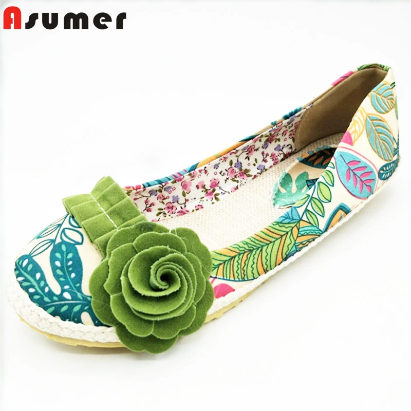

ASUMER 2018 new arrive fashion Ballet Flats cloth light women flat shoes woman flower female shoes size 34-43