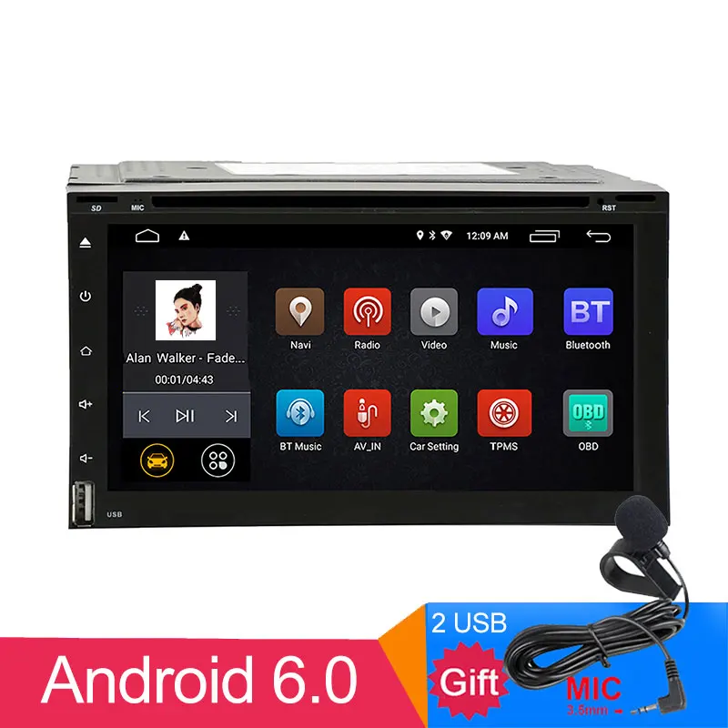 NEW Universal Car dvd stereo 2Din Android GPS+RDS radio+wifi+bluetooth+FM+AM+Octa Core+1G+16G+Mirror Link+SWC+Touch screen+ddr3