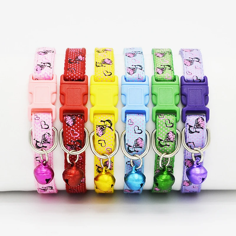 #*Cheap Small Dog Collar Bell for Dogs Leash Traction Cute Printed Nylon Dogs Collars Puppy German Shepherd Perro Pitbull Pets Supplies