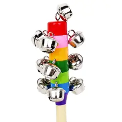 Красочные деревянные Радуга Ручка Jingle Bell погремушка игрушки для детей Baby Детские предоставило развития 998