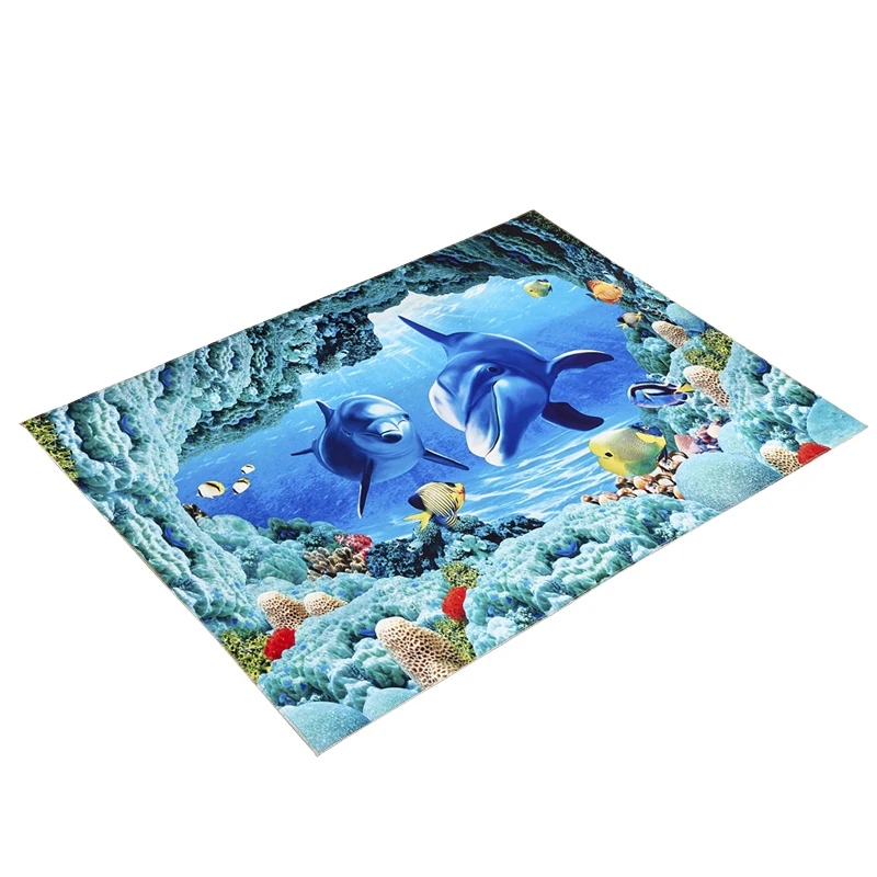 3D السجاد زهرة اللوحة المعيشة غرفة نوم البساط أريكة طاولة القهوة حصيرة اليوغا سادة الأزرق المتوسط نمط عدم الانزلاق