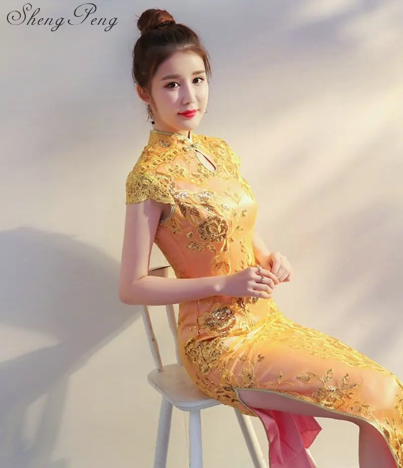 Новые женские современные китайское традиционное платье cheongsam Китайский искусственный шелк Винтаж Высокое качество китайских Дамский qipao длинные dressCC375