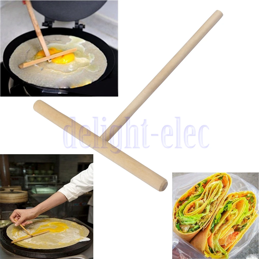 

Crepe Maker Pancake Batter Wooden Spreader Stick Home Kitchen Tool Kit DIY HG2499