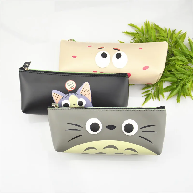 

Cartoon Cute Eyes PU Pencil Bag Kawaii Totoro Pencil Case Stationery Storage Pouch Pen Case Pecncil Box Escolar School Supplies
