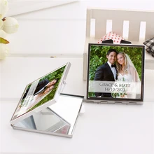 60x пользовательские фото компактное зеркало свадебный подарок индивидуальная Картина Макияж Зеркало свадебные фото карманные зеркальные вечерние сувениры Keepsake