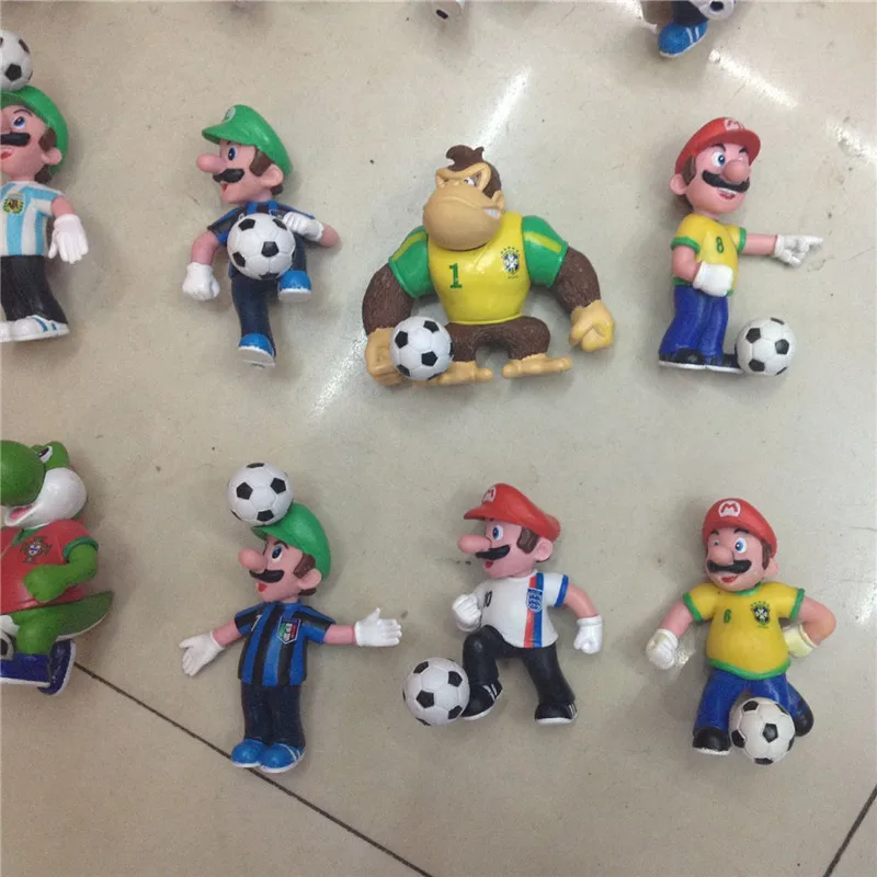 Random 10PCS 6-7cm mario bros football Luigi yoshi dinosaur one piece figure action PVC Super mario Gashapon model kids toy Random 10PCS 6-7cm mario bros football Luigi yoshi dinosaur one piece figure action PVC Super mario Gashapon model kids toy