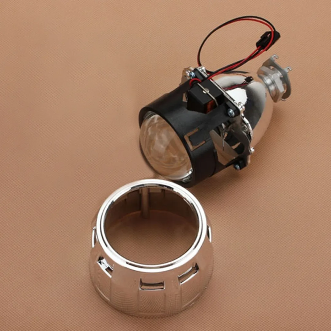 JX-LCLYL 1pc 2.5" Mini HID Bi-xenon Projector Lens H1 Car Headlight Chrome Shroud