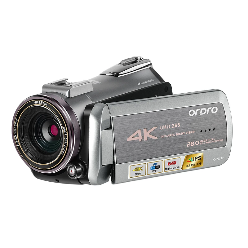 ORDRO AZ50 Real 4K 30FPS видеокамера H.265 видео формат Поддержка Wi Fi со стерео микрофоном