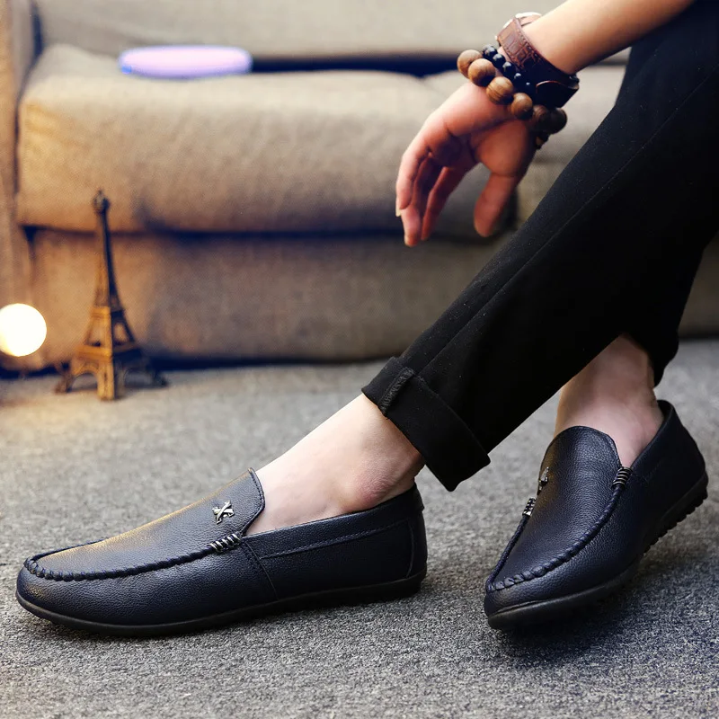 2019 spring and summer new peas shoes men's casual shoes lazy driving British shoes men's breathable men's shoes