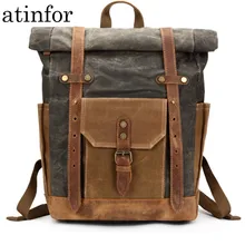 Водонепроницаемый холст с масляным воском из коровьей кожи рюкзак для путешествий школьный рюкзак для мужчин 15," рюкзак для ноутбука для подростков женщин