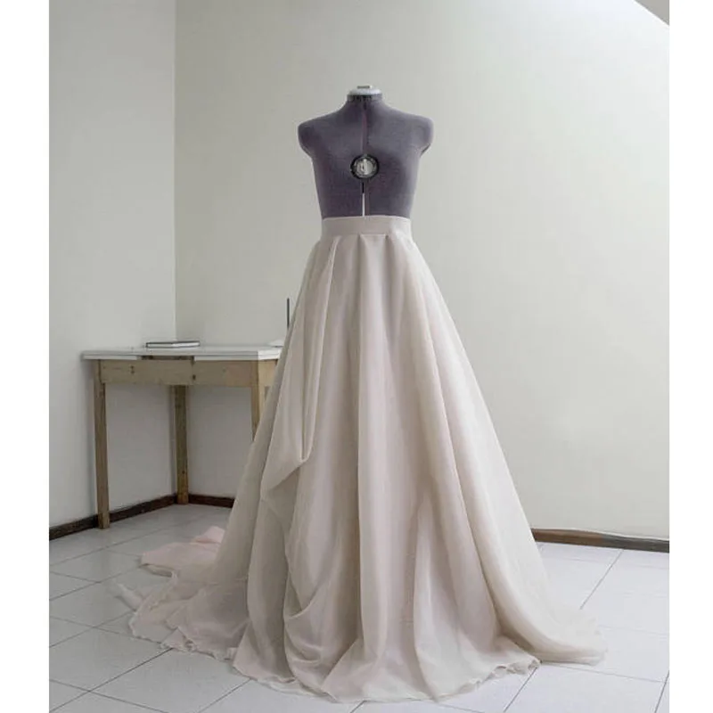Haute Couture Blush Wedding Skirt with Train Custom Made Nude
