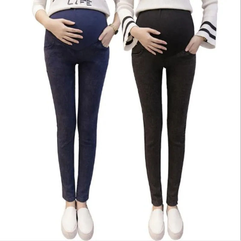 

Spring and autumn new maternity pants pregnancy clothes pregnant feet stomach lift jeans snowflake stretch denim pants