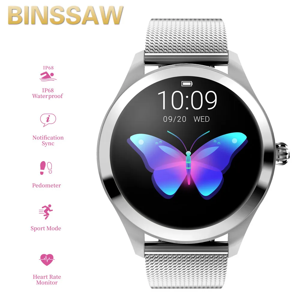 Умные часы BINSSAW KW10 для женщин экран 1 04 дюйма IP68 водонепроницаемый монитор