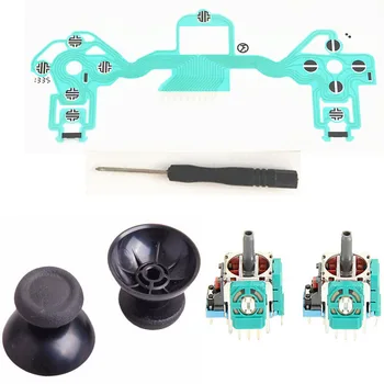 

For Sony ps4 Playstation 4 3D analog Joysticks Thumbstick Grips caps Conductive Film cable Screw Driver repair Set accessories