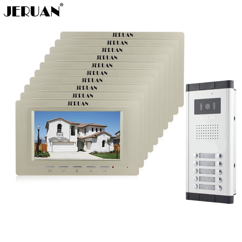 

JERUAN Wholesale Brand New Home Intercom System 10 Monitors Wired 7" Color HD Video Door Phone intercom System FREE SHIPPING