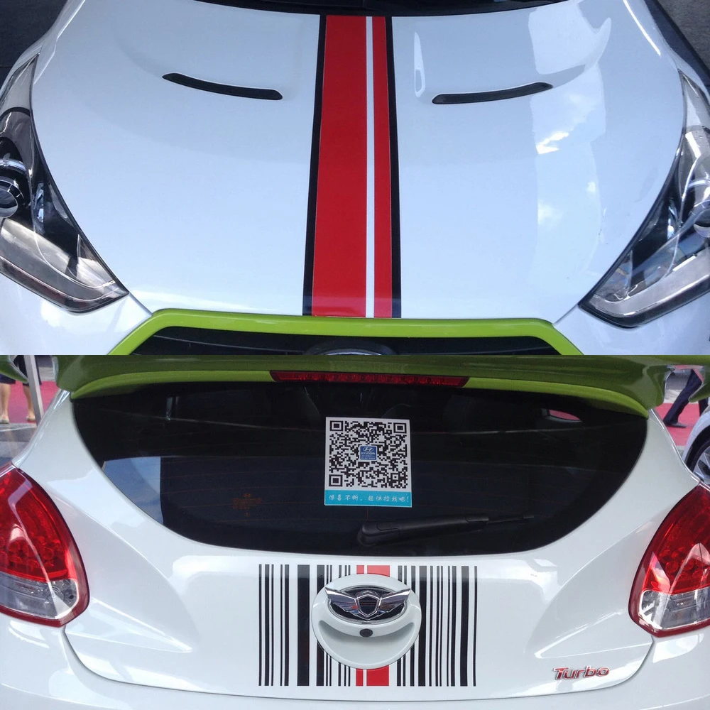 

Car Rally Racing stripes Hood Trunk Decals for VELOSTER Vinyl Motor Sticker ZC937