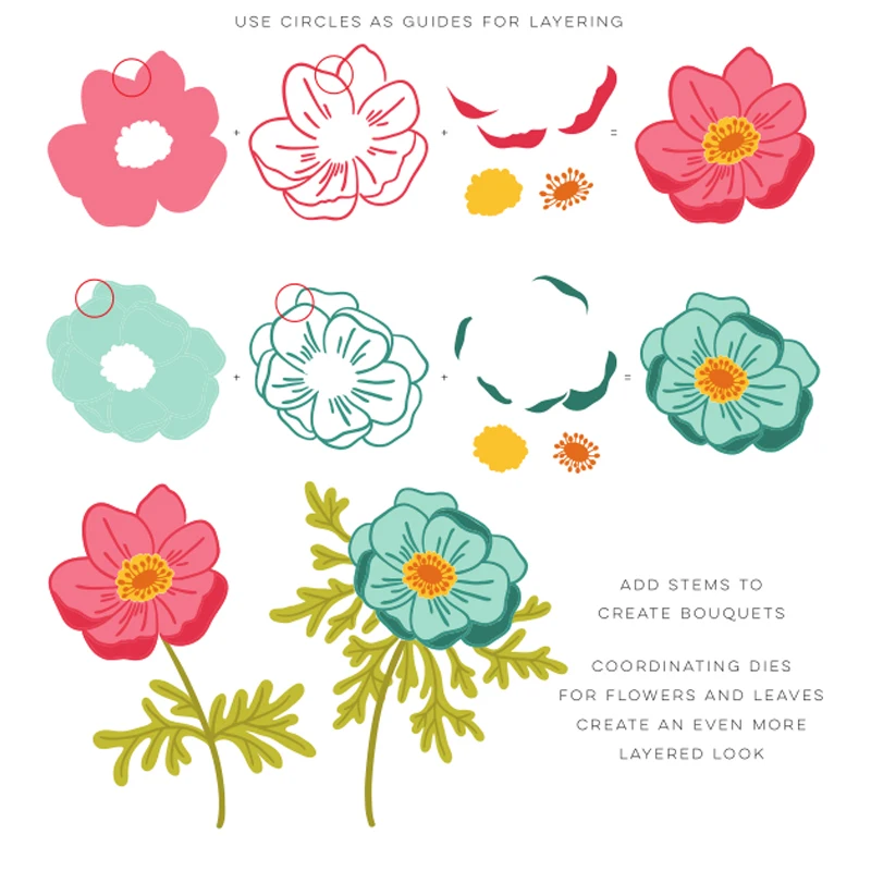 Anemone Многослойные цветы, прозрачный силиконовый штамп для рукоделия, скрапплинг, фотоальбом, декоративные открытки, изготовление 6X8 дюймов
