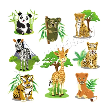 

9Pcs/Lot Wholesale Animal Patches New Design Diy Accessory Clothing Deco Badges Heat Transfer Washable Applique On Clothes