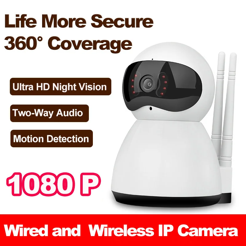 Ip камера 1080P HD Wifi домашняя с двухсторонним аудио ночным видением датчиком
