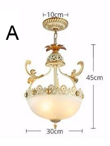 Роскошный европейский подвесной светильник E27 Винтажный Золотой подвесной светильник для гостиной столовой подвесной светильник Лампада - Цвет абажура: Pendant lights
