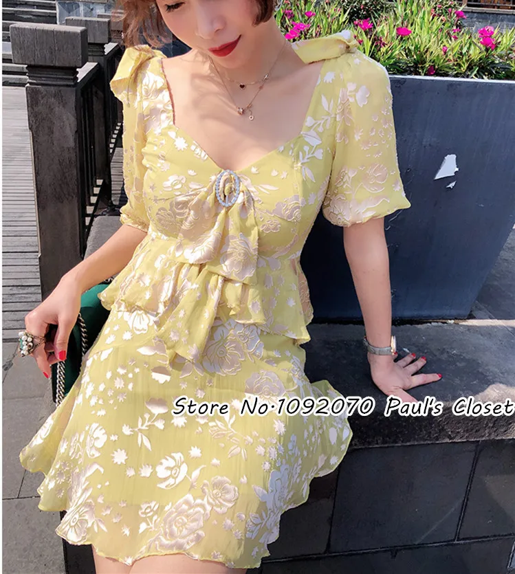 

Women Burnout Velvet Floral Print Cosmo Mini Dress With Crystal Embellished Brooch