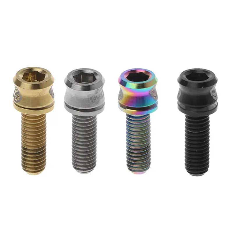 

Bicycle Screw M5x15mm Stem Steering Handlebar Parts Titanium Alloy With Spacer Replacement Accessories MTB Bike Fixed Gear Bolt