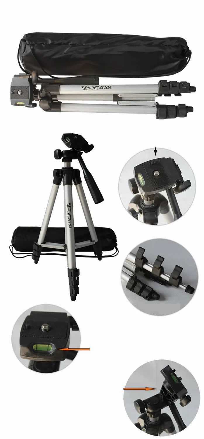 WEIFENG WT3110A Штатив с 3 степенями свободы головной светильник стенд для Nikon D7000 D80 D90 D3100 DSLR sony NEX-5N Canon 650D 60D 600D WT-3110A