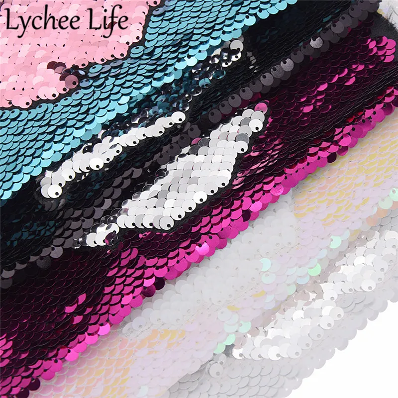 Lychee Life Двусторонняя блестящая ткань, цветная полиэфирная ткань, сделай сам, современная домашняя одежда, текстиль, швейная ткань, аксессуары